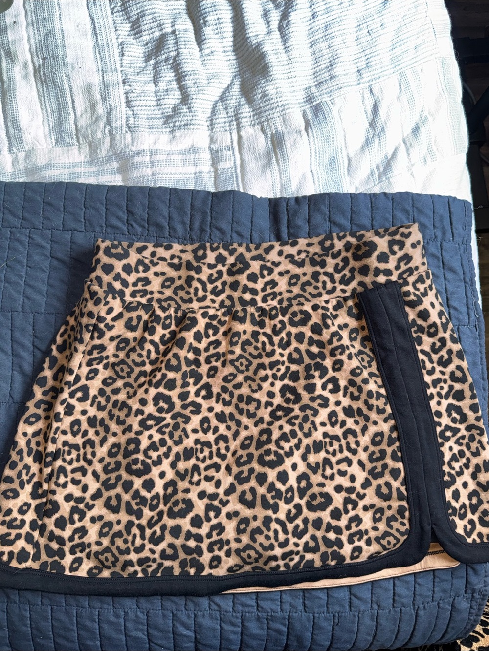Leopard Print Mini Skort with Black Trim - Women's